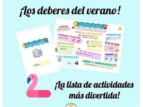 Spanish Summer Homework Worksheet Los Deberes Para El Verano La Tarea