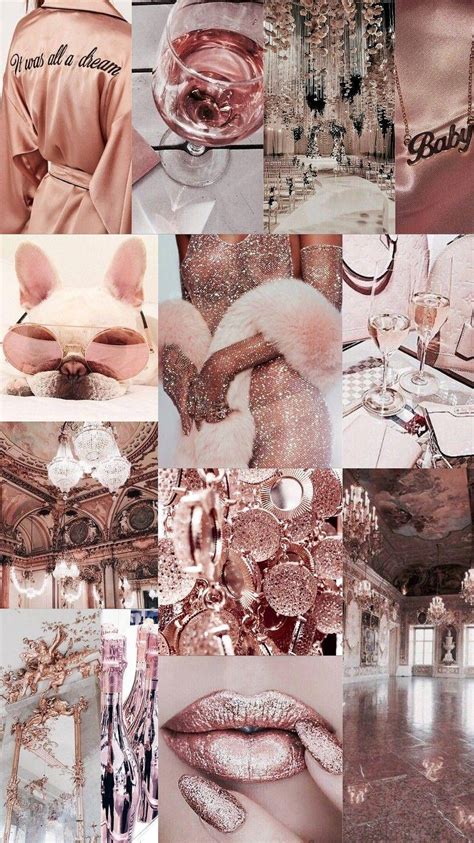 Download Aesthetic Rose Gold Collage Wallpaper