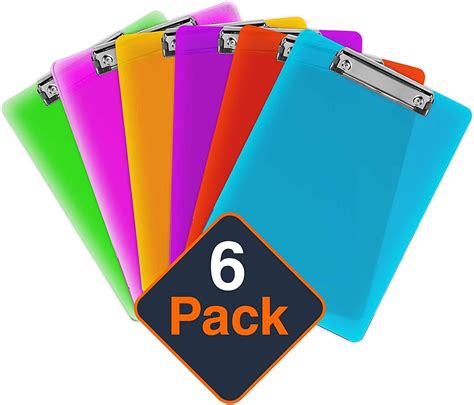 Plastic Clipboards Set Of 6 Multi Pack Clipboard Assorted Strong 12