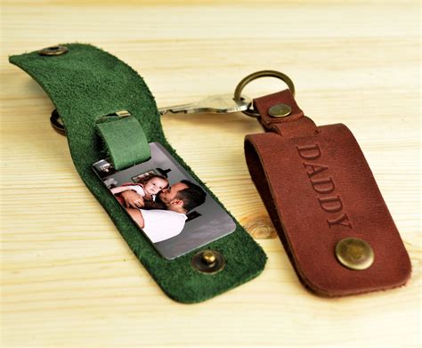 Personalized Leather Picture Keychain For Daddy With Hidden Etsy