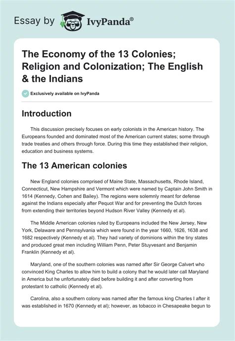 The Economy Of The 13 Colonies Religion And Colonization The English