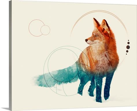 Fox Double Exposure Wildlife Art Ii Wall Art Canvas Prints Framed