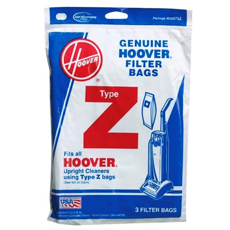 Hoover 4010075z Vacuum Cleaner Bags 3 Pack Type Z Replacement