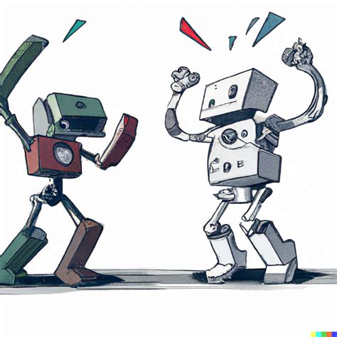 Dave × Dall·e 2 2 Robots Engaged In An Epic Rap Battle