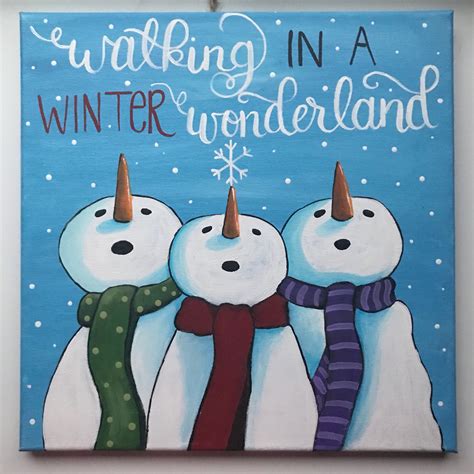 Walking In A Winter Wonderland Snowman 12 X 12 Canvas Etsy Snowman