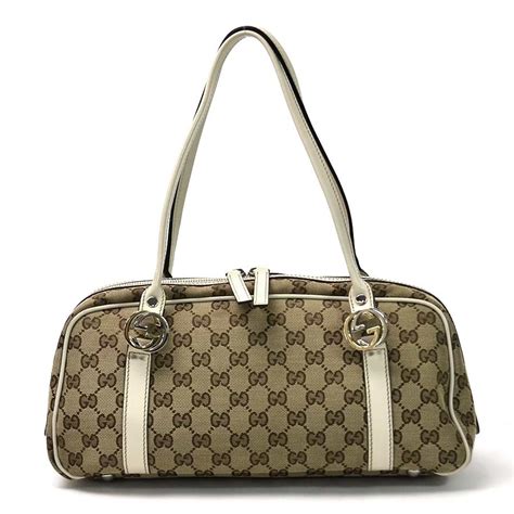 Auth Gucci Gg Pattern Shoulder Bag Gg Canvas X Leather 232958 31205 Ebay