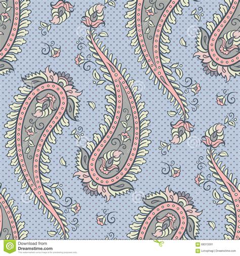 Seamless Pattern Paisley Ornamental Background Vector Illustration