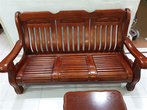 Try painting a rusted iron table set in a wacky hue. Wooden Sofa (Antique solid wood), Furniture, Sofas on Carousell