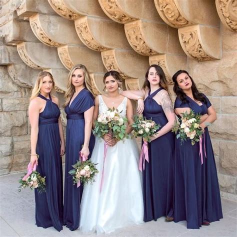 Tdy Navy Blue Maxi Bridesmaid Dress Convertible Dress Long Infinity