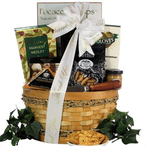 Savory Cheese Snack Sampler Thank You Gift Basket Gift Baskets For