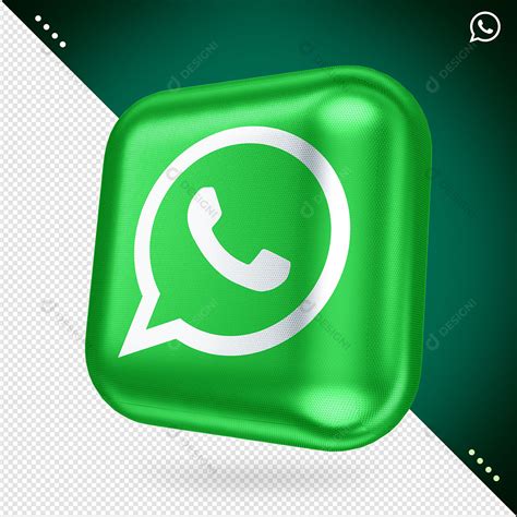 Símbolo Whatsapp 3d Botão Quadrado Verde Com Fundo Transparente Psd