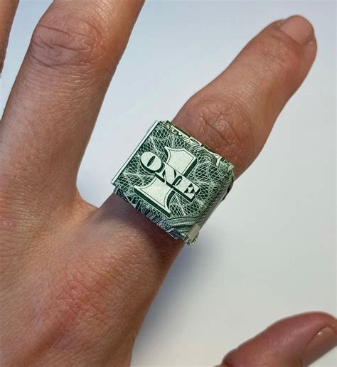 One Dollar Ring Real Money Ring Dollar Origami Birthday Etsy
