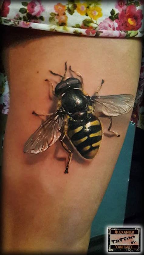 Stunning Realistic Bee Tattoo