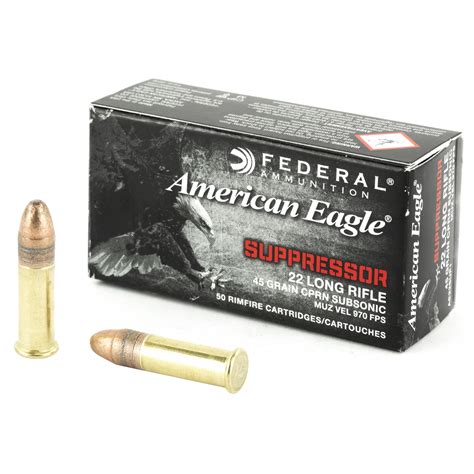 Federal American Eagle Suppressor Ammunition 22lr 45 Grain Copper