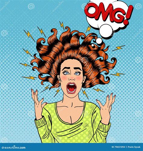 Pop Art Aggressive Furious Screaming Woman Stock Vector Illustration