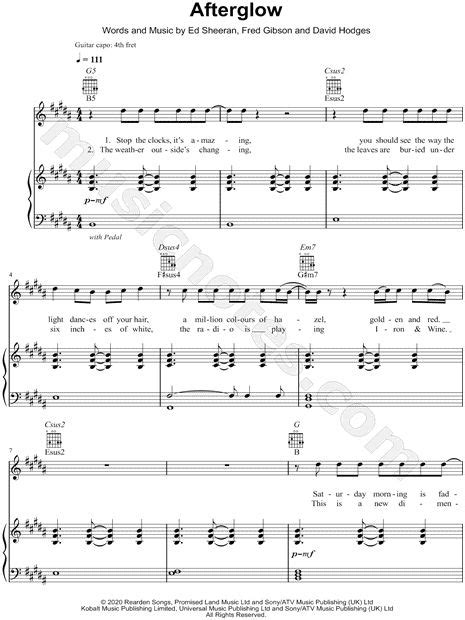 Afterglow is a song i wrote last year that i wanted to release. Ed Sheeran "Afterglow" Sheet Music in B Major ...