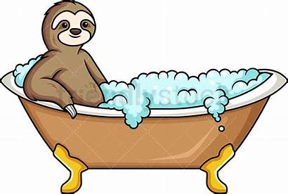 Sloth Bath Having Cartoon Clipart Vector Friendlystock