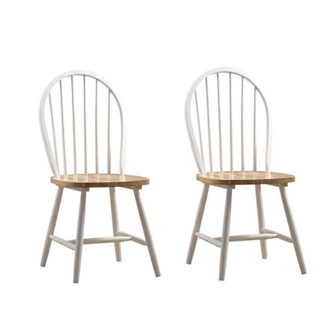 Boraam Farmhouse White And Natural Wood Dining Chair Set Of 2 31316