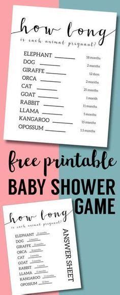 Free Baby Shower Games Printable Animal Pregnancies Paper Trail