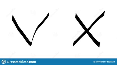 Crosses And Check Marks Isolated Vector Sketches Yes No Icons Hand