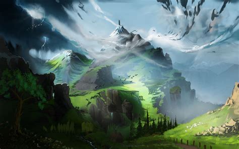 Download Wallpaper 3840x2400 Mountain Landscape Fantasy Art 4k Ultra