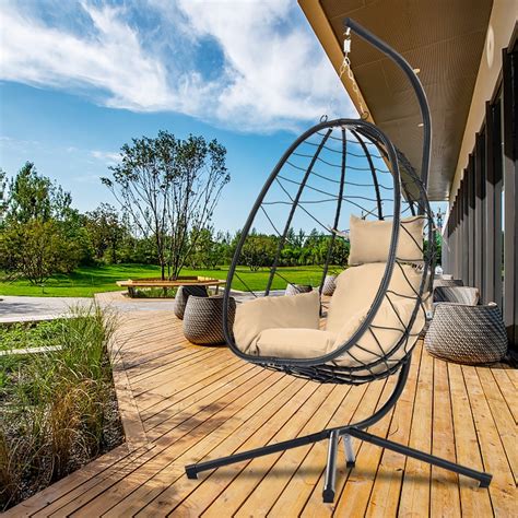 Buy Indoor Outdoor Egg Chair Patio Wicker Swing Egg Chair With Stand