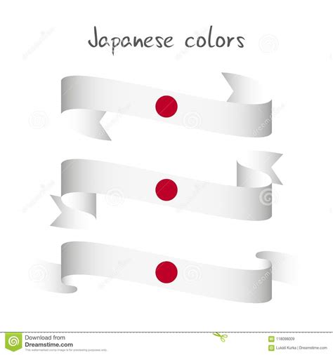 Set Of Three Modern Colored Vector Ribbon With The Japanese Colors
