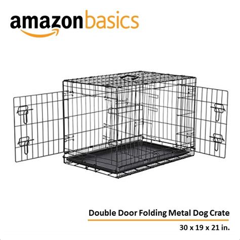 Amazon Basics Double Door Folding Metal Dog Crate Cage With Optional