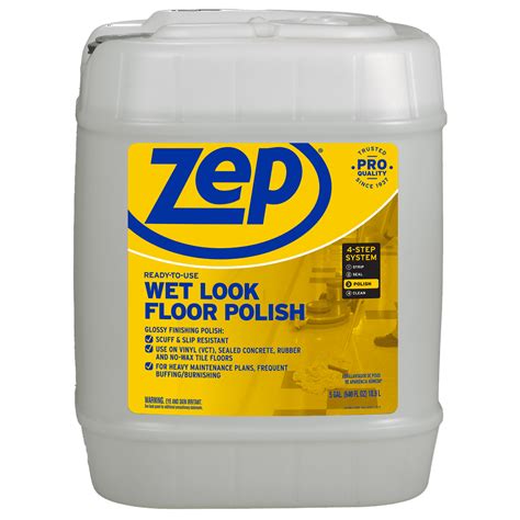 Zep Wet Look Floor Polish 5 Gallon 1 Pail Long Lasting Shine
