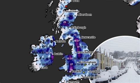 Uk Snow Forecast Live Weather Map Chart Shows More Than 18 Inches Of