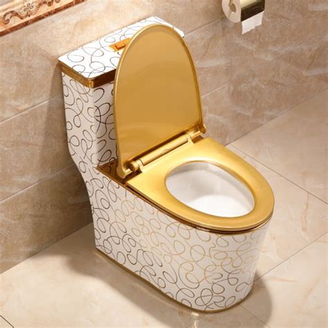 Golden One Piece Toilet Elongated Wc Ceramic Sanitary Ware Bathroom