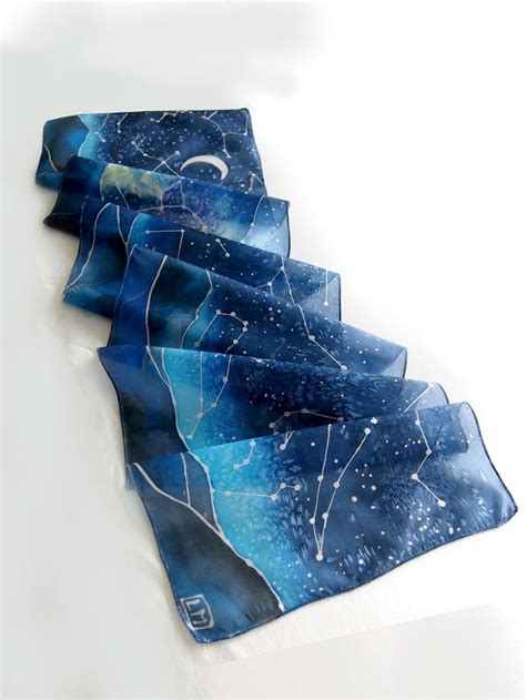 Star Scarf Starry Night Night Sky Galaxy Constellation Etsy Silk