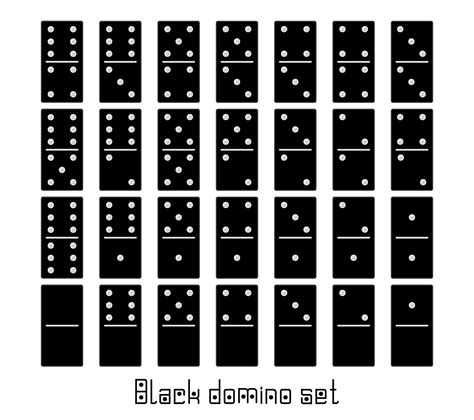 Realistic Dominoes Full Set 28 Flat Pieces For Game Black Collection