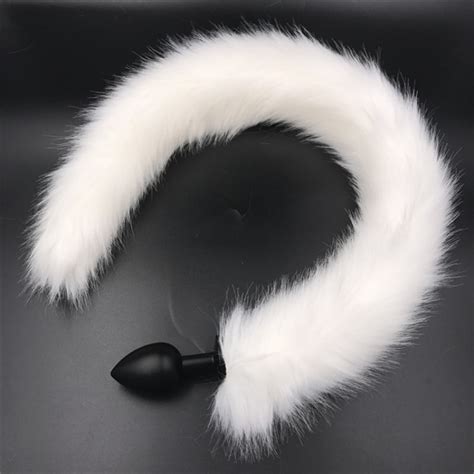 buy anal plug tails faux fox tail 3 size butt plug white plush metal
