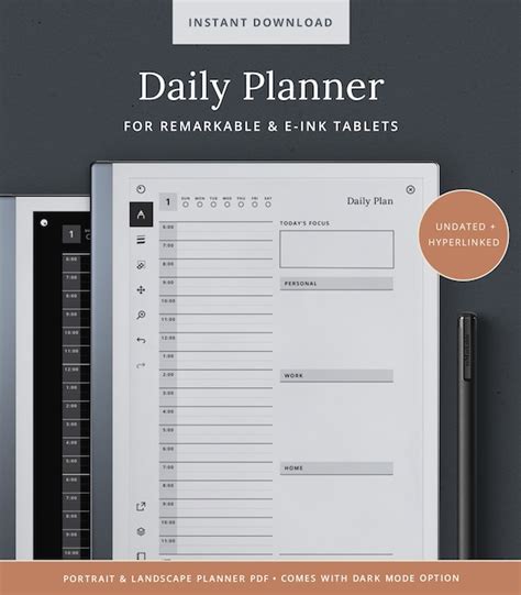 Daily Planner Remarkable Template Digital Planner For Etsy