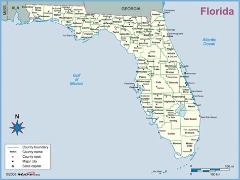 Printable Florida Map With Cities Labeled