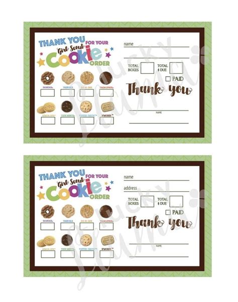 Lbb Girl Scout Cookie Thank Youorder Formreceipt All 9 Cookies