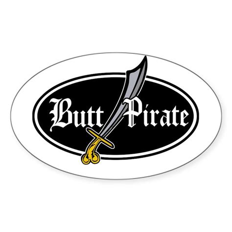 Butt Pirate Decal Style Sticker Oval Butt Pirate Decal Style Oval