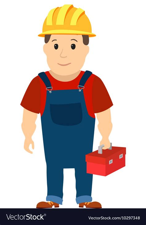 Happy Cartoon Repairman Or Construction Worker Vector Image