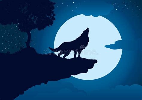 Howling Wolf Stock Vector Illustration Of Night Artwork 9245314 In