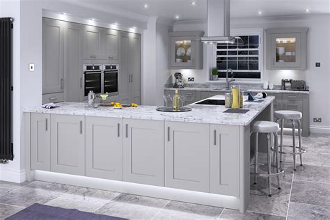 This luxury kitchen design employs beautiful calacatta carrara white and gray marble countertops on light gray base cabinetry units as well as matching gray overhead. Feature doors Important painted kitchen information ...
