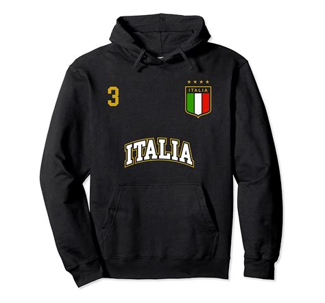 italy soccer team hoodie number 3 sports italian flag shirt
