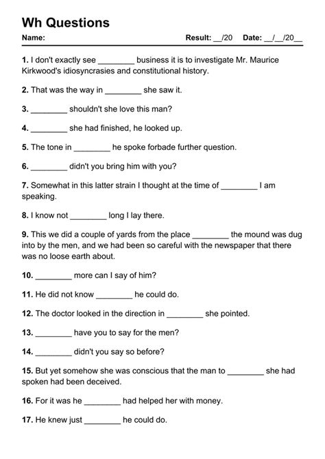 101 Printable Wh Questions Pdf Worksheets With Answers Grammarism