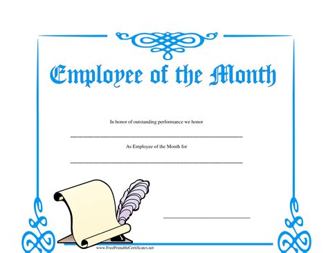 Free Printable Employee Of The Month Certificate Template Printable