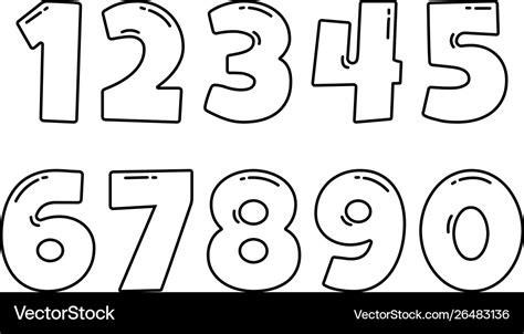 Number With Outline Font