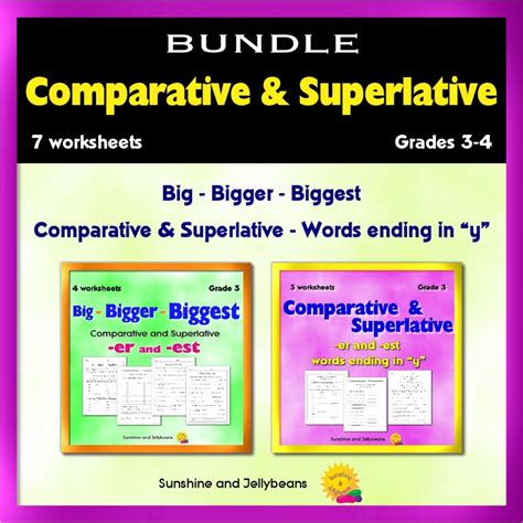 Comparative And Superlative Bundle 7 Worksheets Grades 3 4 Made By