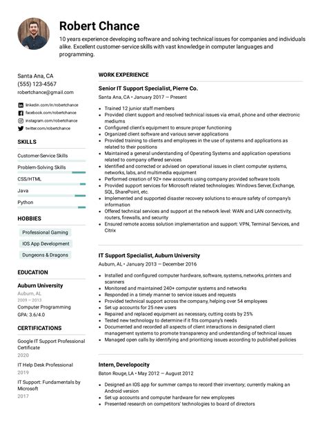 It Support Resume Example And Writing Tips For 2021