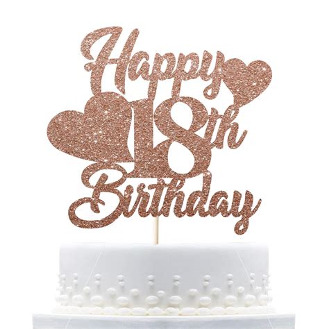 Buy Rose Gold Happy 18th Birthday Cake Topper Eighteen Birthday 18th