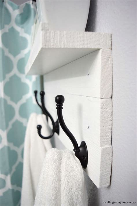 Bathroom accessories from american standard coordinate towel bars, towel rings, robe hooks, and toilet paper holders for a cohesive look. DIY Towel Rack with a Shelf - Dwelling in Happiness | Diy towel rack, Bathroom kids, Diy towels