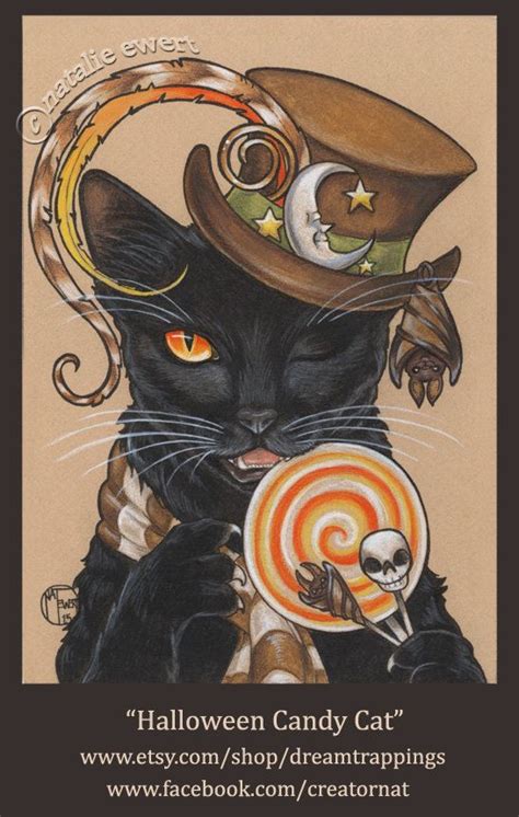 Maybe you would like to learn more about one of these? Black Cat Art Print Halloween Autumn Fall Gothic Animal Illustration Home Decor Wall Decor Candy ...